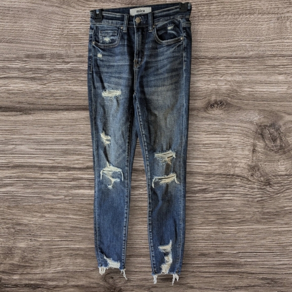 Mica Los Angeles Jeans Distressed Skinny High Rise Cropped Women's Size 24 - Picture 1 of 10